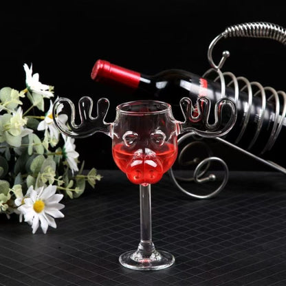 Copo de Vidro Criativo Chifre de Veado com Nariz de Porco, Taça de Vinho Rena, Copo de Uísque, Caneca de Café com Leite, Presente de Natal, Copos para Bebidas