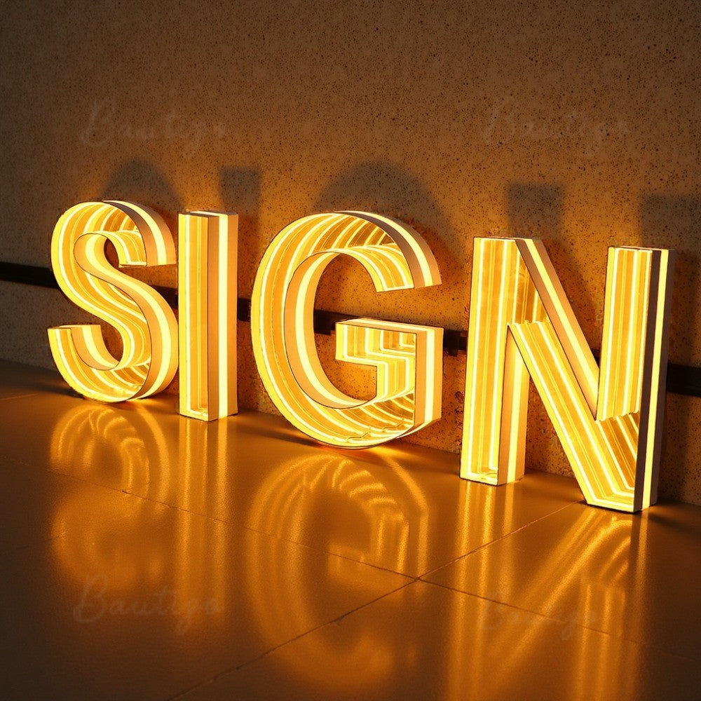 Custom Infinity Mirror Light Up Letter Art Lighting Infinity Mirror Light Customizable for Wall Decor Led Lights Business Sign
