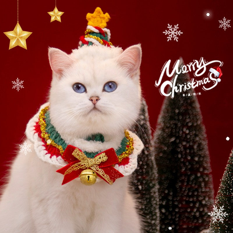 Roupa de Gato Fantasia Ano Novo 2026 Coleira de Cachorro Gato Natal Doce Lenço para Pet Gatinho Cachorrinho Roupa de Fantasia Festival da Primavera Fofa