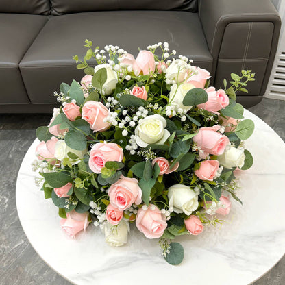 30-70cm Artificial White Rose Flower Ball, Wedding Reception Table Centerpieces, Floral Arrangement for Party Event Decor