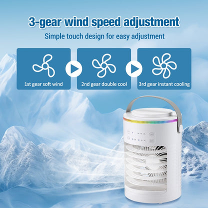 Ar Condicionado Portátil Ventilador de Mesa Spray Duplo Atomização Ultrassônica 3/4 Velocidades Silencioso Refrigerador de Ar Luz Noturna Ventilador Elétrico Doméstico