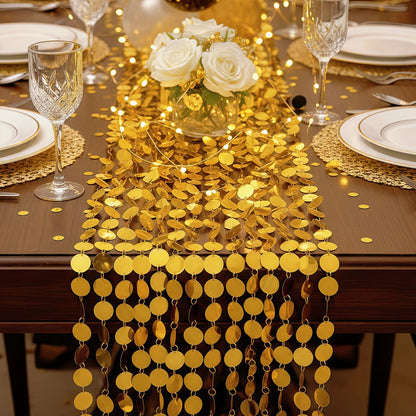 Shimmer Golden Sequin Curtain Backdrop Sparkly Glitter Hanging Decorations for Weddings Party Porch Decor & Holiday Celebrations