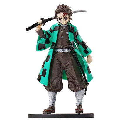 Boneco de Ação do Anime Demon Slayer - Kamado Tanjirou com Agatsuma Zenitsu e Nezuko, Brinquedos de PVC Kimetsu No Yaiba Guerreiros