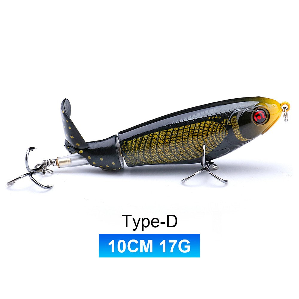 Iscas de Pesca TREHOOK 9g/16g de Superfície Whopper Popper Cauda de Hélice Dupla Giratória Isca Artificial Flutuante
