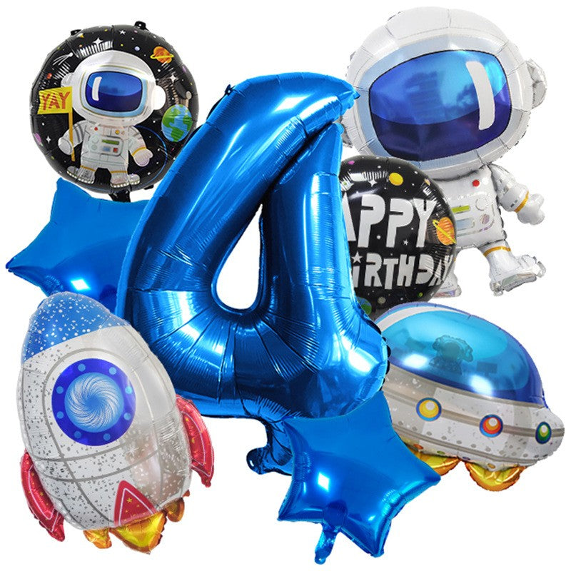 Astronaut Balloon Set Rocket Aluminum Film Balloon Children's Birthday Decoration Astronaut Decoration Supplies