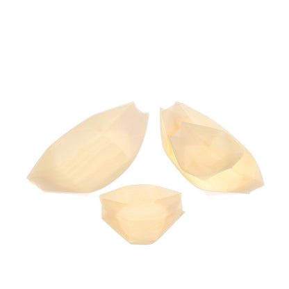 50Pcs Wood Boats Plates Sushi Salad Dessert Bowl Wood Serving Bowl Disposable Sushi Serving Trays Sushi Boat Plates