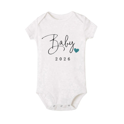 Baby 2026 Print Baby Romper Pregnancy Announcement Newborn Bodysuits Cotton Summer Boys Girls Romper Jumpsuit Clothes Outfit