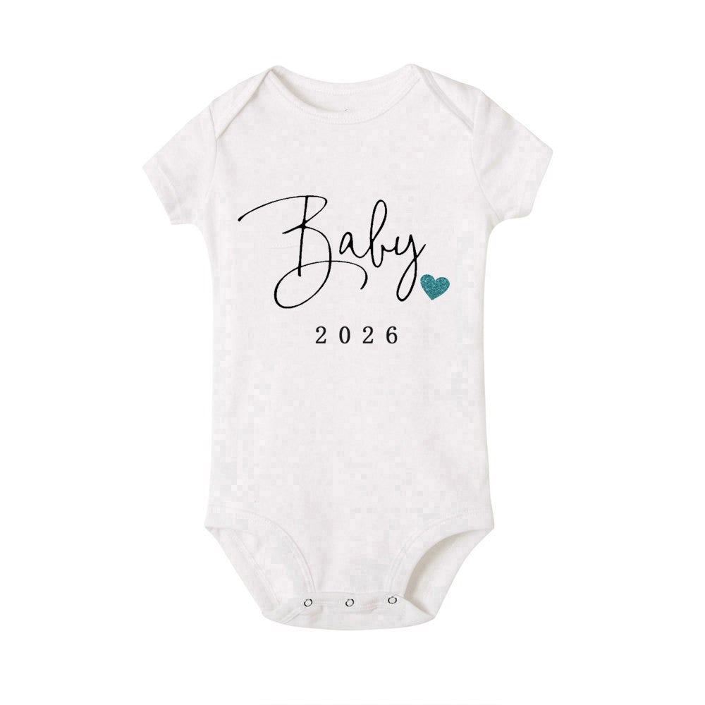 Baby 2026 Print Baby Romper Pregnancy Announcement Newborn Bodysuits Cotton Summer Boys Girls Romper Jumpsuit Clothes Outfit