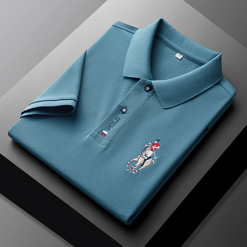 Men's Summer Embroidered Casual Fashion Short Sleeve POLO Shirt Comfortable Top