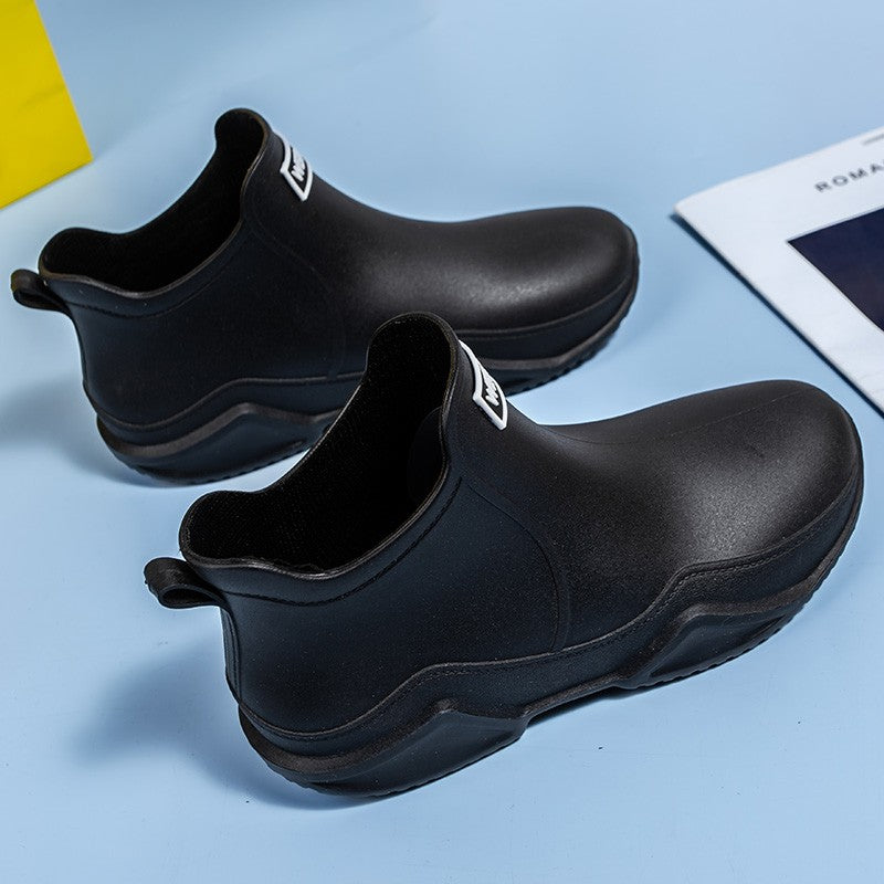 Men's and women's same short rain boots, couple's low cut anti slip water shoes, PVC wear-resistant rain boots, garden water boo
