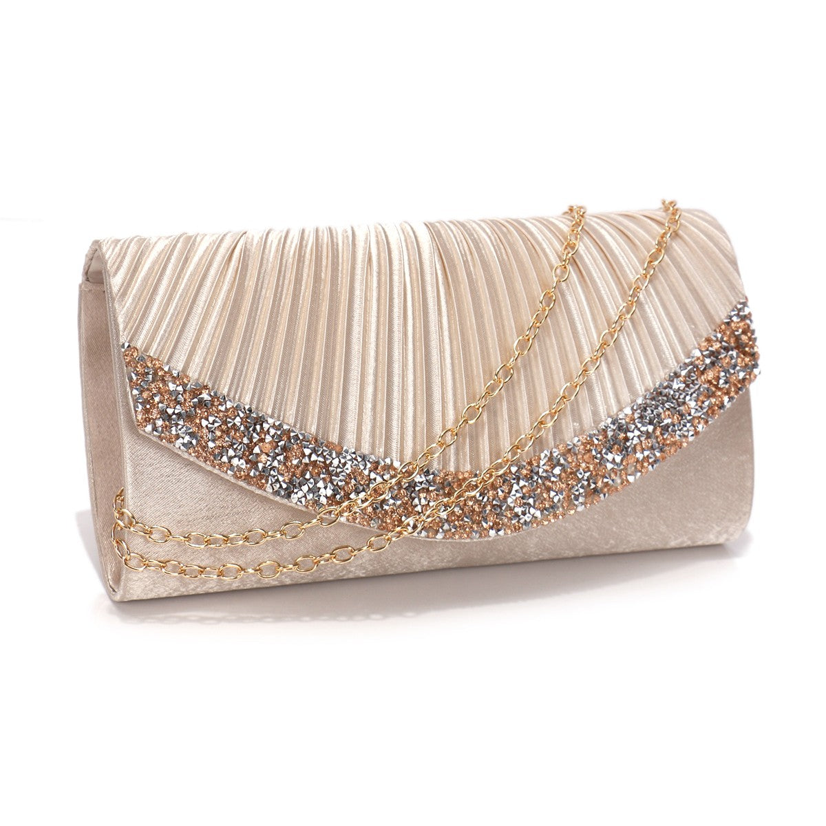 Glitter Envelope Desing Women Evening Bags Satin Shoulder Chain Handbags Rhinestones Luxury Prom Banquet Purse