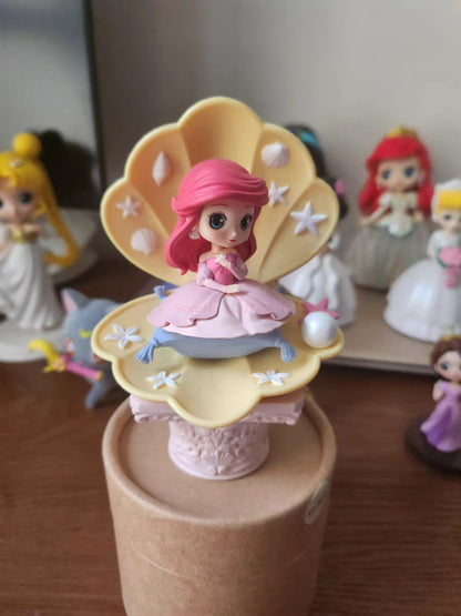 Bandai Disney A Pequena Sereia Anime Qposket Personagens Ariel Linha Glitter Boneco de Ação Modelo Colecionável Brinquedos Presente de Aniversário