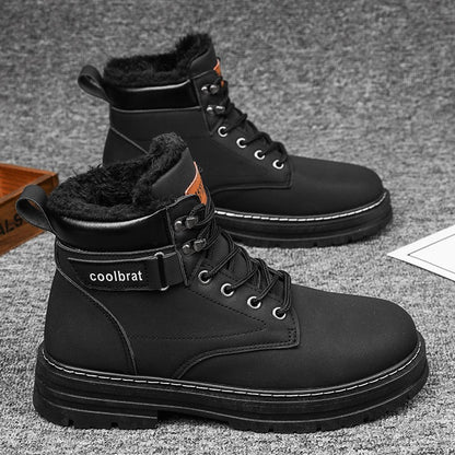 Botas masculinas de sarja cano alto, tênis esportivo casual, botas masculinas modernas e estilosas