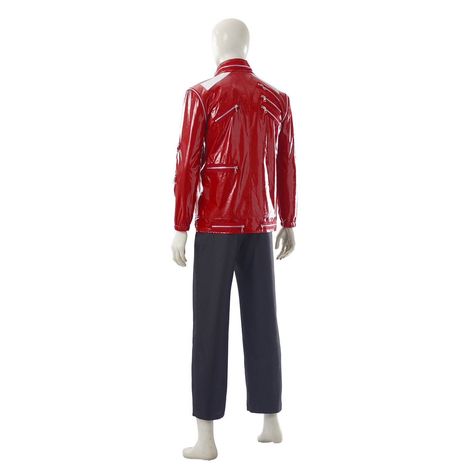 Red Zipper Michael Jackson MJ Beat It Jacket for Impersonators PU Leather Punk Casual Coat Halloween Stage Christmas Outwear Cos