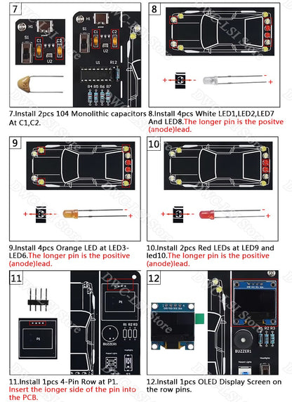 DIY Car Driving Simulation Soldering Practice Kit STEM Electronic Project Car Driver Simulator Solder Project for Students Learn