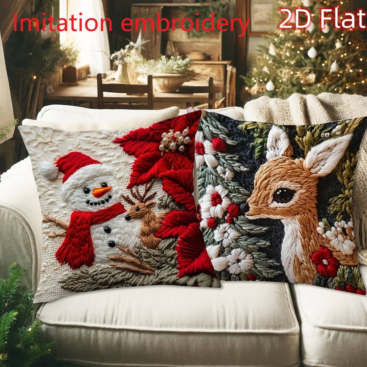 1pcs 2D Christmas Pillow Cover Xmas Party Decoration 2025 Xmas Holiday Santa Claus Pillow Cover Navidad Natal New Year Gift 2026
