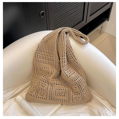 Bohemian Crochet Tote Bag for Women Handwoven Macrame Shoulder Bag with Hollow Knit Design Elegant Christmas Gift for Her, Beach