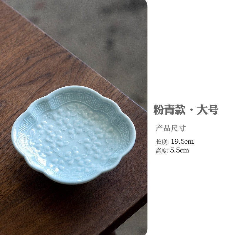 Chinese Style High Leg Fruit Dishes Ancient Pastry Plate Fruit Plate Appetizer Serving Platter Household Plates For Food Craft