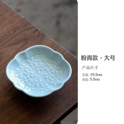 Chinese Style High Leg Fruit Dishes Ancient Pastry Plate Fruit Plate Appetizer Serving Platter Household Plates For Food Craft