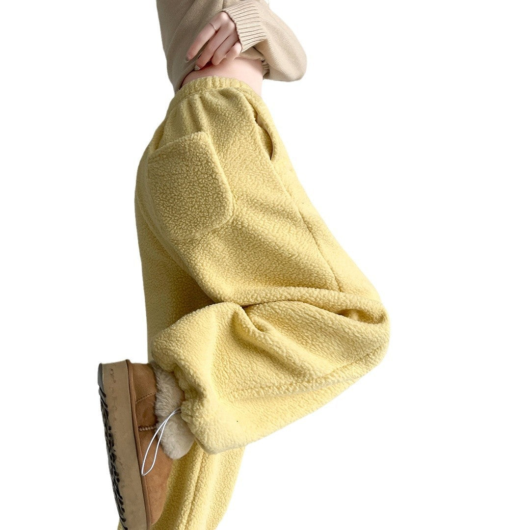 2025 New Winter Velvet Thick Pants Men Warm Straight Casual Pants Streetwear Loose Wide Leg Pants Thicken Lamb Wool Trousers