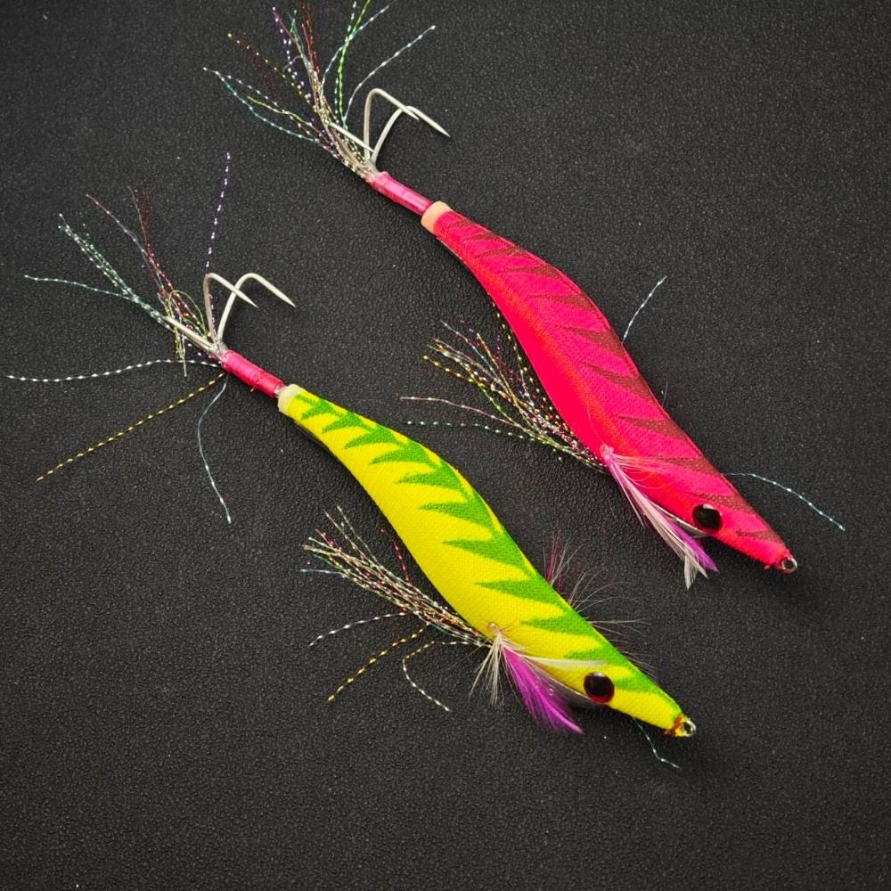 Ackibbik 2pcs/set 14cm Shrimp Baits Shrimp Fishing Lures Sea Fishing Shrimp Lure Luminous Squid Jig Hook Shrimp Prawn Lure