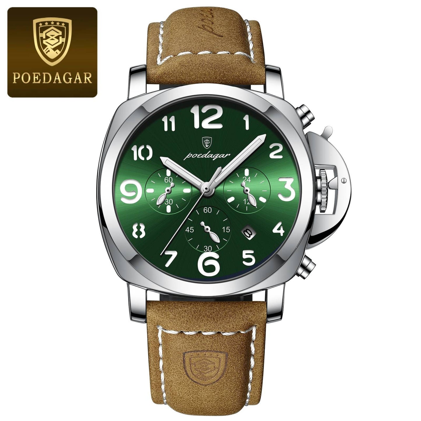 POEDAGAR Luxury Military Watch For Men Waterproof Luminous Leather Man Watch Quartz High Quality Men's Sports Watches Male Reloj