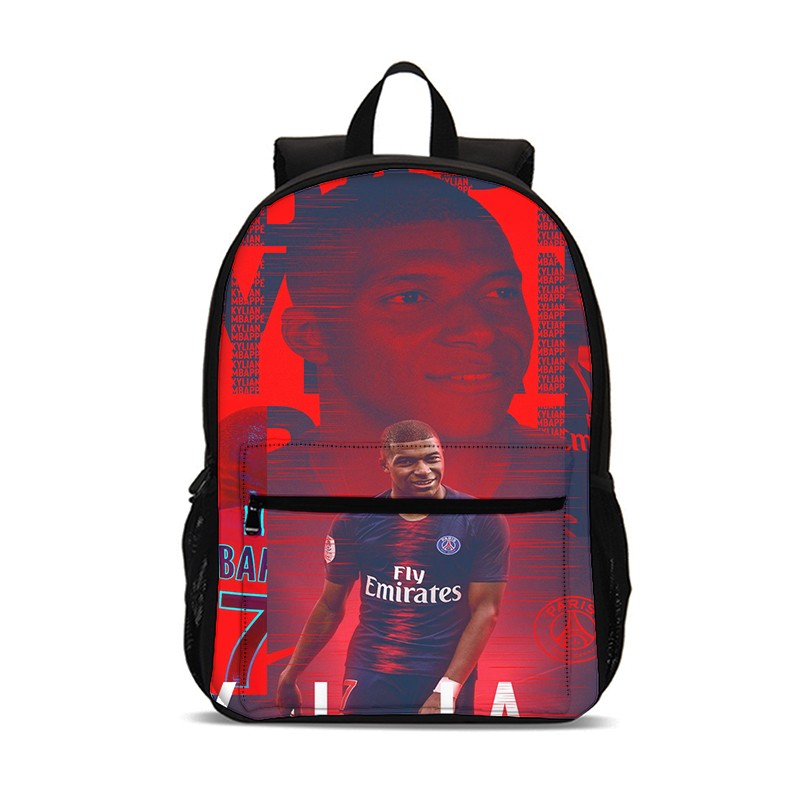 M-Mochila Esportiva Mbappes Football com Zíper Relâmpago Mochila Escolar Esportiva Mochila Escolar Jogador Estrela Mochilas para Livros