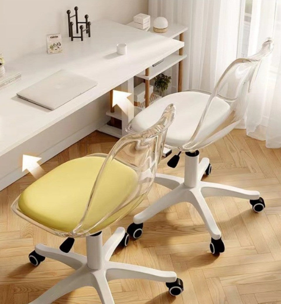 Rotating Computer Chair Dressing Transparent Plastics Elevated Move Rotating Chair Writing Desk Home Bedroom Desk Office Chair