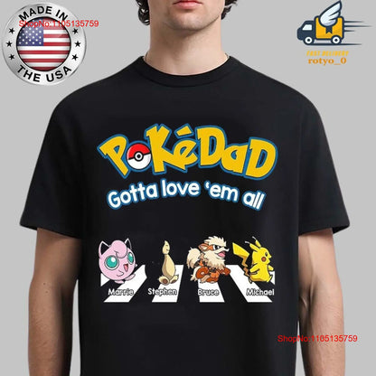 Personalized PokeDad T Shirt Men s Best Funny Dad vintage Washed designer clothes graphic Breathable fashion Soft Unisex homme