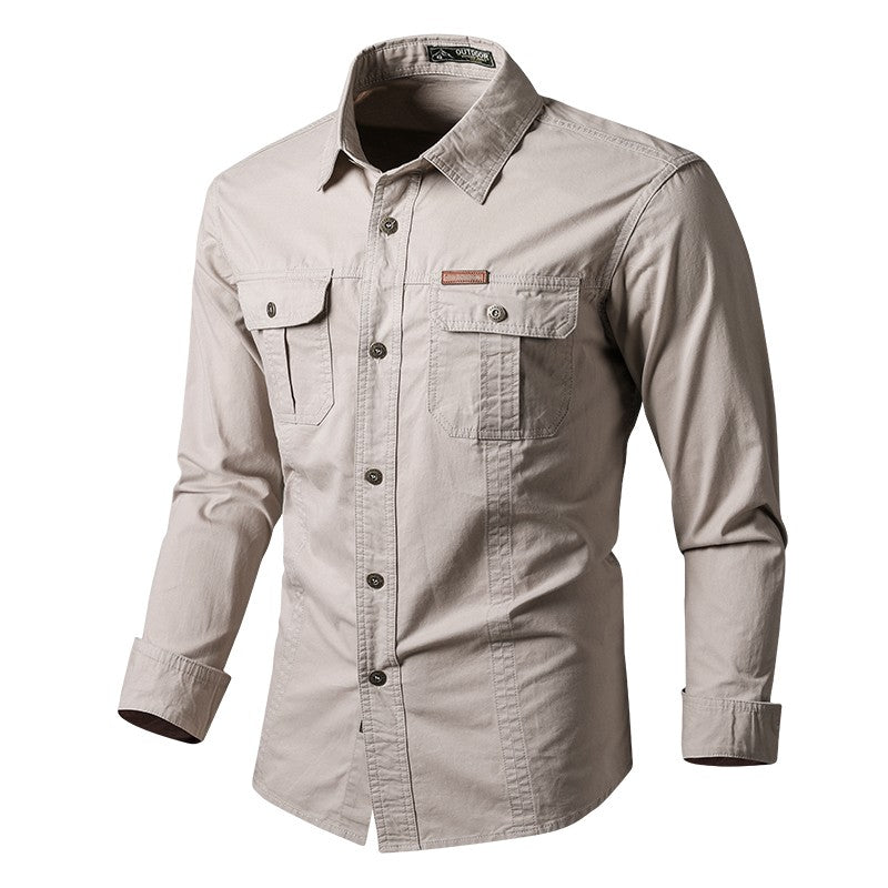 Mens Katoen Militaire Shirts Mannen Lange Mouwen Casual Dress Shirt Mannelijke Cargo Werk Shirts Heren Werken Shirts