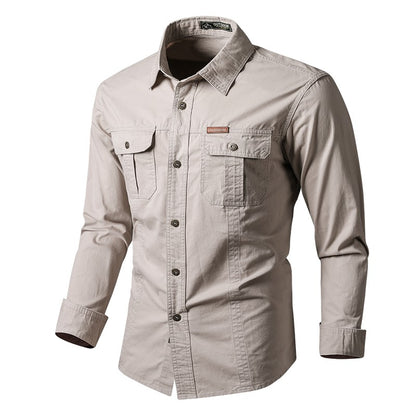 Mens Katoen Militaire Shirts Mannen Lange Mouwen Casual Dress Shirt Mannelijke Cargo Werk Shirts Heren Werken Shirts