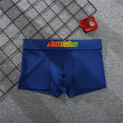 Men's boxer panties, milk silk low rise U convex bag stretch breathable comfortable youth shorts