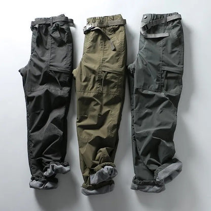 Calça Cargo de Ferramentas com Forro de Lã Grosso Impermeável para Homens e Mulheres, Inverno, Exterior, com Vários Bolsos, Solta, Reta, Macacão, Calça Comprida
