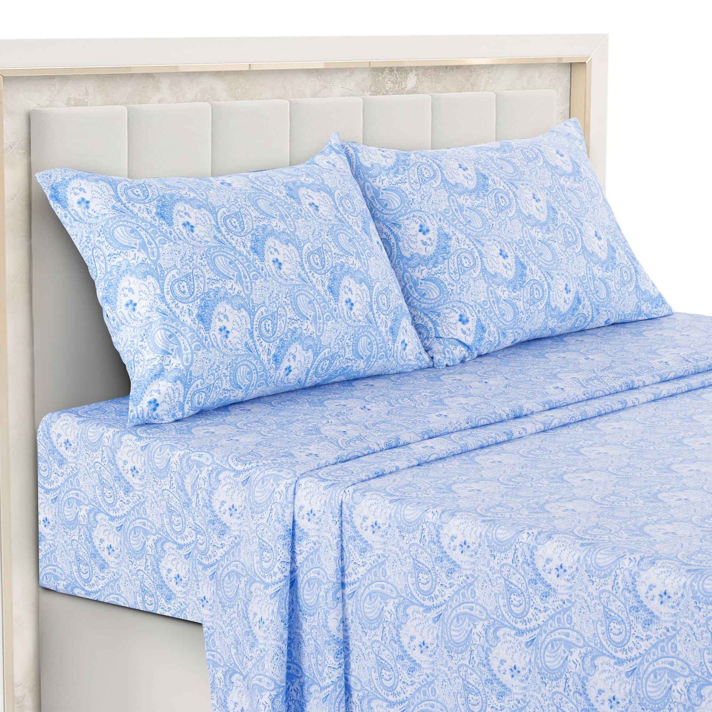 Lux Decor 4-Piece Paisley Bed Sheet Set – Soft Brushed Microfiber Sheets with 16" Deep Pockets – Wrinkle-Resistant Bedding