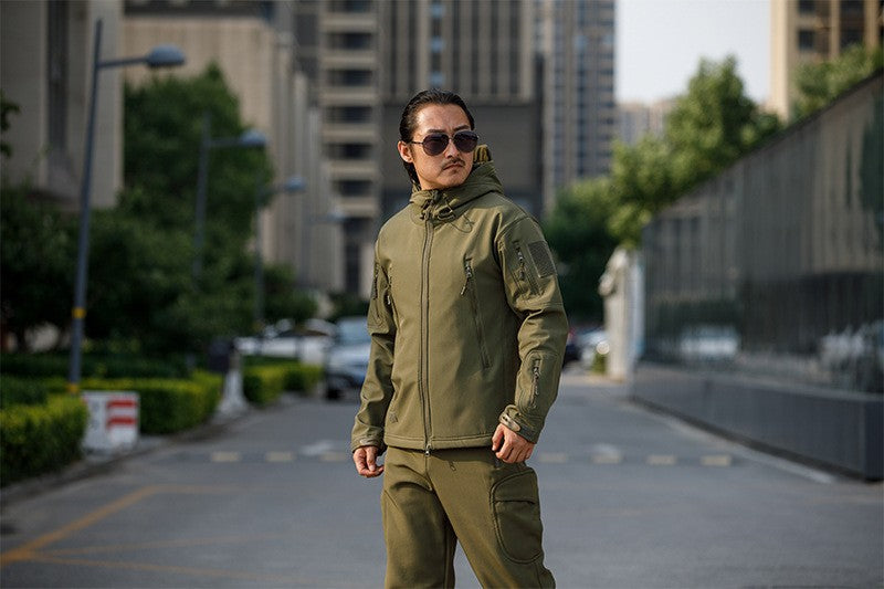 Sharkskin Soft-shell Hard Shell Camouflage Jacket Fleece Thick Tactical Suit Hooded Coat Manufacturers Handsome Outdoor Jacket