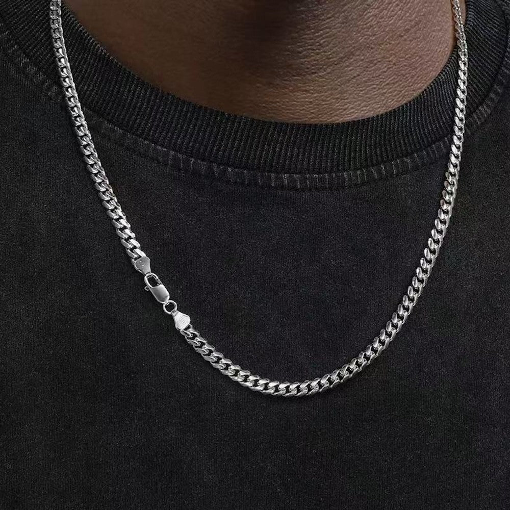 Colares Cubanos Básicos Punk de Aço Inoxidável 3,5,7mm para Homens e Mulheres Corrente de Elo Cor de Ouro Preto Gargantilhas Joias de Metal Sólido