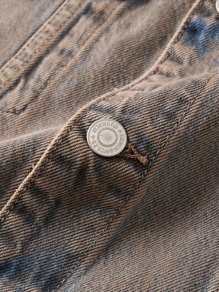 SIMWOOD 2025 Autumn New Oversize Washed Vintage Denim Jackets Men 12.5oz Plus Size Coats