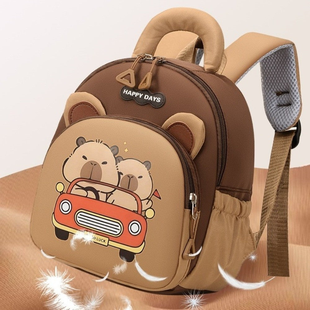 Mochila de Capivara Kawaii de Desenho Animado, Nylon Leve, Mochila Escolar de Capivara, Grande Capacidade, Multibolsos, Mochila para Jardim de Infância