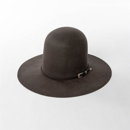 202409-HH2103B ins elegante chapéu de feltro de inverno de lã com coroa alta e cinto 58cm de circunferência modelo desfile chapéu de sol masculino feminino para lazer