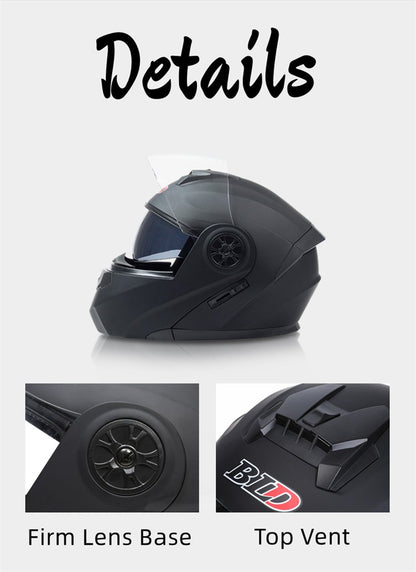 BLD Capacete Fechado Personalizado para Moto Masculino Feminino Capacete Moderno com Viseira Dupla Motocross Corrida Articulado Casco Moto