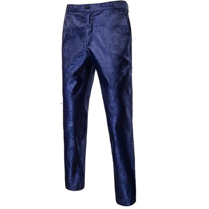 New Men Business Jacquard Suit Pants Black / Red / Purple / Navy Fashion Male Wedding Party Dress Thin Trousers