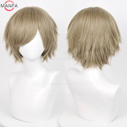 Anime 30cm Curta Reta Peruca Cosplay Preto Branco Verde Marrom Roxo Azul Cinza Vermelho Dourado Homens Mulheres Cabelo Sintético Resistente ao Calor