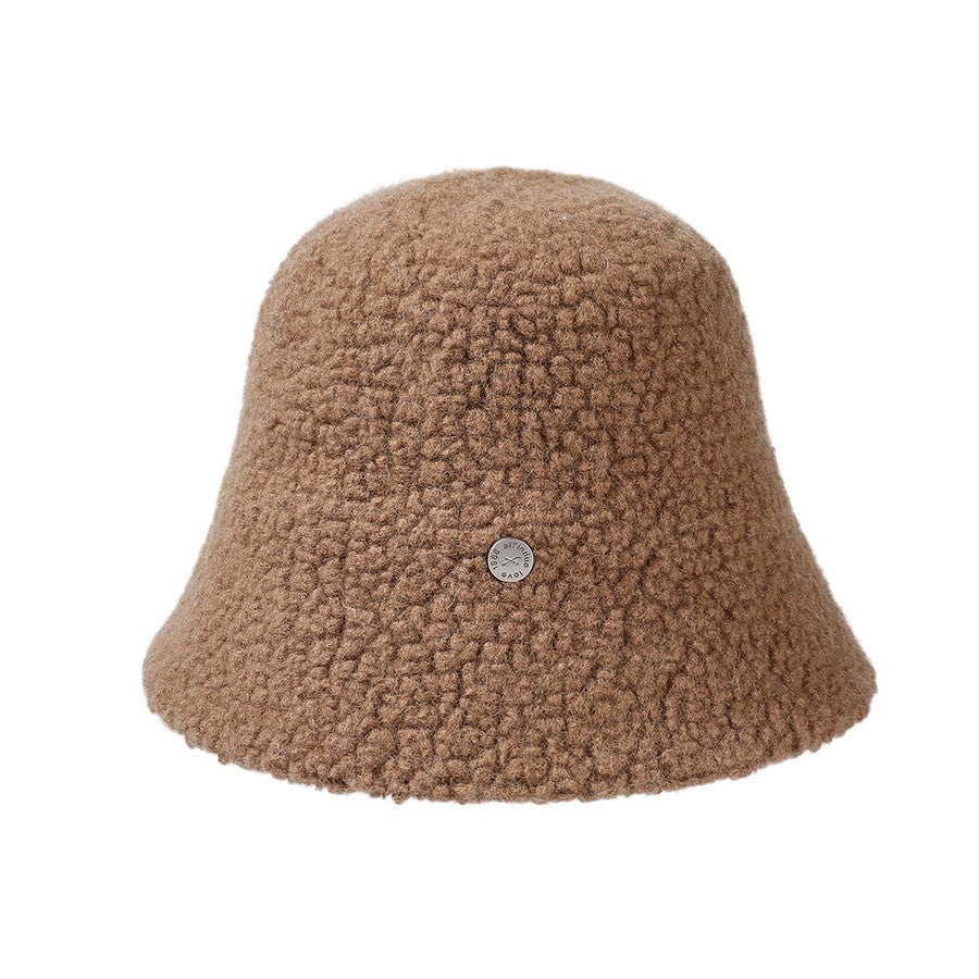 Chapéu Bucket Feminino Outono Inverno Lã Aba Larga Quebra-Sol Bob Cap Manter Quente Casual Vintage Acessórios de Chapéu Feminino