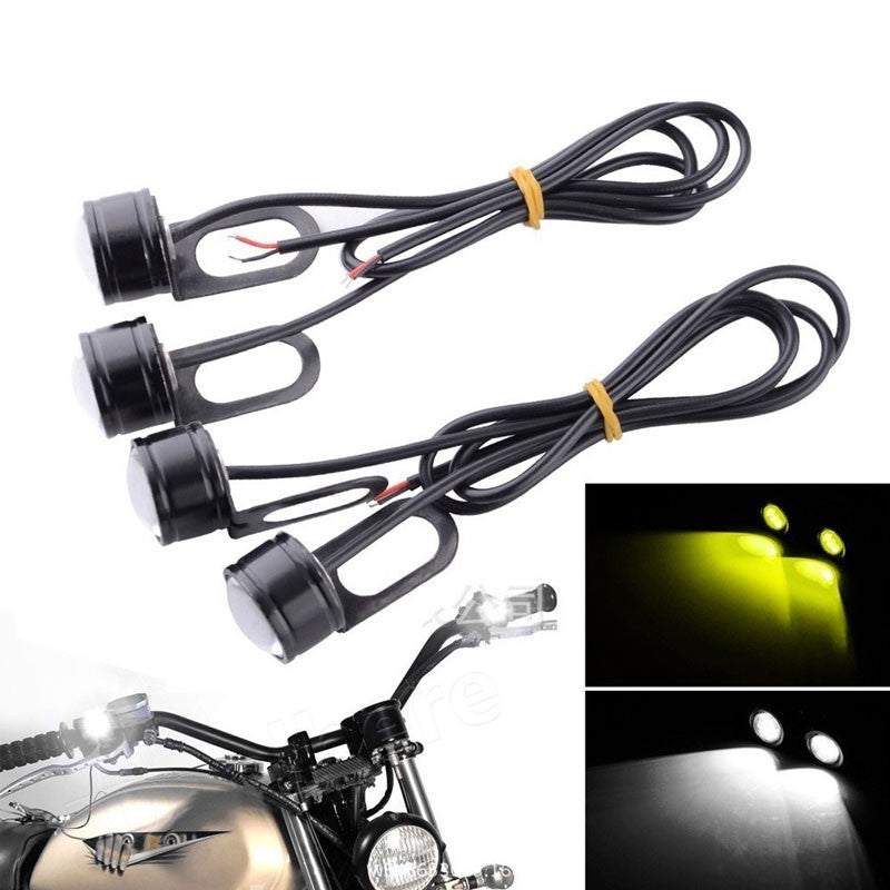 2 peças/par Mini Luz LED Pisca-Pisca Estroboscópica Olho de Águia Para Motocicleta DRL Luz Diurna Neblina Farol Acessórios Para Moto