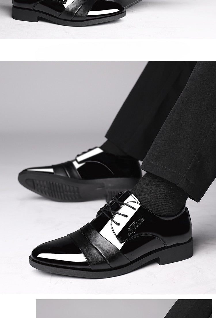 Social Shoe for Men Casual Business Patent Leather Dress Shoes Man Bright Upper Pointed Toe 2025 Trend Office Suit Footwear New