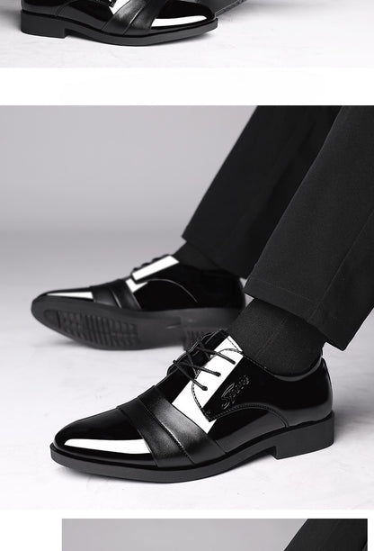 Social Shoe for Men Casual Business Patent Leather Dress Shoes Man Bright Upper Pointed Toe 2025 Trend Office Suit Footwear New
