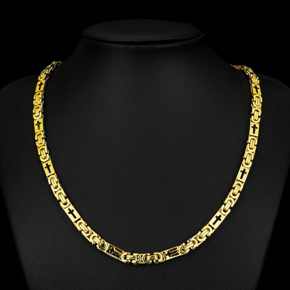 Colar Bicicleta Rock Punk HipHop 6mm Banhado a Ouro Joias Masculinas Femininas Corrente Bizantina de Aço Inoxidável Presentes