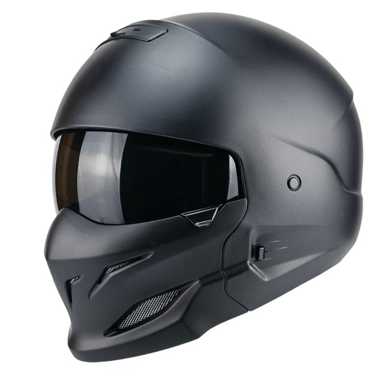 Black Matte Motorcycle Helmet Men Stylish Full Face Winter  Removable Front Face