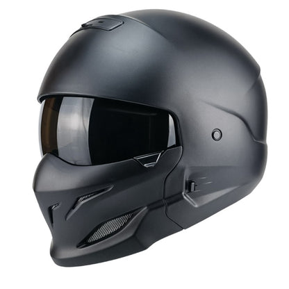 Black Matte Motorcycle Helmet Men Stylish Full Face Winter  Removable Front Face