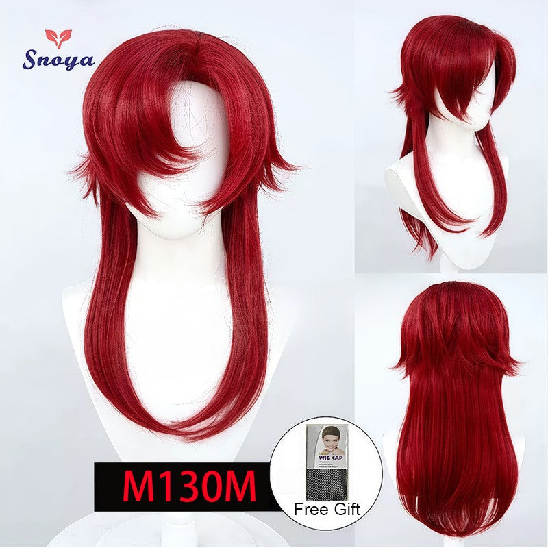 Snoya Versatile Long Synthetic Wolf Tail Cosplay Wig Suitable for Cosplay Parties Halloween Gaming And Anime Red Purple Yellow
